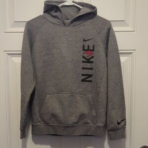 Nike Heather Gray Men's Hoodie with Red Accents